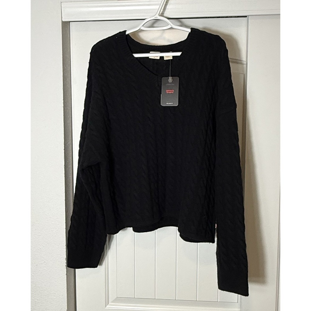 Levi's Men's Black Relaxed Fit Wool Cardigan Sweater V-Neck Button XL NEW